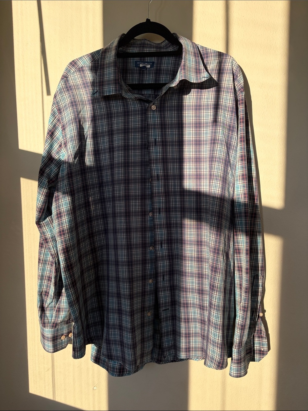 Peter Millar Plaid Dress Shirt - Blue & Gray
